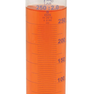 Measuring Cylinder, 250ml - Class B - Squat Form, Blue Graduations - Borosilicate Glass - Eisco Labs