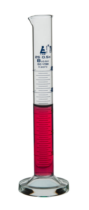 Measuring cylinder, 25ML - class b, tolerance 0.5ML - borosilicate