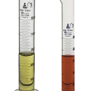 Measuring Cylinder, 5ml - Class B, Tolerance: ±0.10ml - Hexagonal Base - Blue Graduations - Borosilicate Glass - Eisco Labs