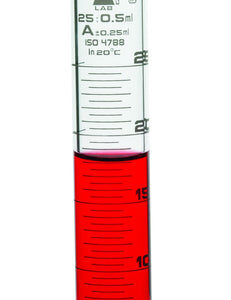 Measuring Cylinder, 25ml - Class A - White Graduations, Hexagonal Base - Borosilicate Glass - Eisco Labs