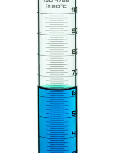 Measuring Cylinder, 100ml - Class A, Tolerance: ±0.50ml - Hexagonal Base - White Graduations - Borosilicate Glass - Eisco Labs
