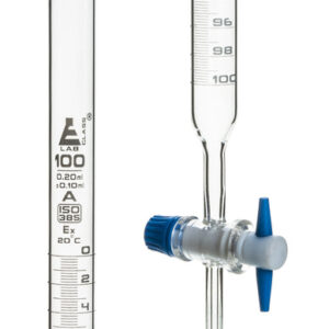 Borosilicate Burette w/ PTFE Stopcock - 100mL cap., 0.2mL grad, Class A