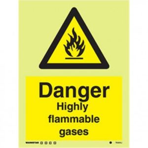 Danger Highly flammable gases signs- Photoluminescent