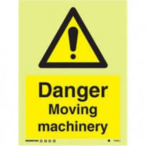 Danger moving machinery sign-Photoluminescent