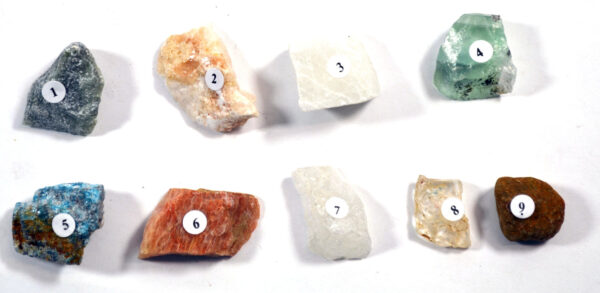 Mohs Hardness Kit - Contains 9 specimens measuring approx. 1" (3cm) - Eisco Labs