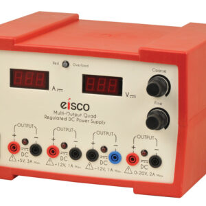 Eisco Labs 4 Output DC Power Supply, Regulated, Dual Adjustment, Independent DC Voltages, [+5V, 3Amp], [+12V, 1Amp], [-12V, 1Amp], [0-20V, 2Amp] - CSA, CE, and RoHS certified