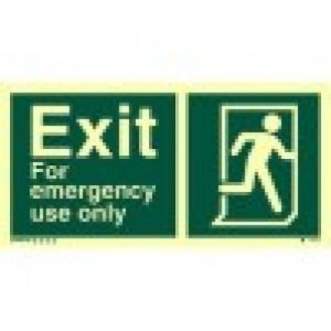 Exit-Sign-With-Running-Man-Symbol-Arrow-Diagonally-Down-Left-Photoluminscent