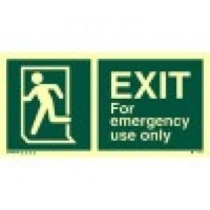 Exit sign for emergency use only-Running man on Left-Photoluminscent