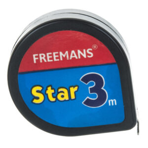 Tape Measure, 3 Meters - Flexible Steel, Enameled - Retractable, Locking Control - Eisco Labs