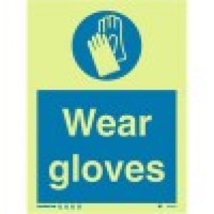 Wear Gloves Sign-photoluminescent
