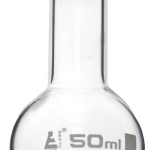 Boiling Flask, 50ml - Borosilicate Glass - Round Bottom, Narrow Neck (0.7" ID) - Eisco Labs