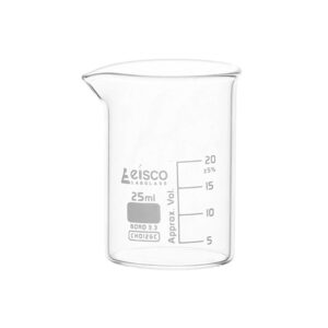 Beaker, 25ml - Low Form - 5ml Graduations - Borosilicate Glass