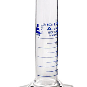 Measuring Cylinder, 10ml - Class A, Tolerance: ±1.00ml - Squat Form, Blue Graduations - Borosilicate Glass