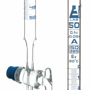 Class A 50mL Borosilicate Burette - 0.1mL Graduations - 0.05mL Tolerance - Glass Key (Smooth) Stopcock - 30.5" Tall