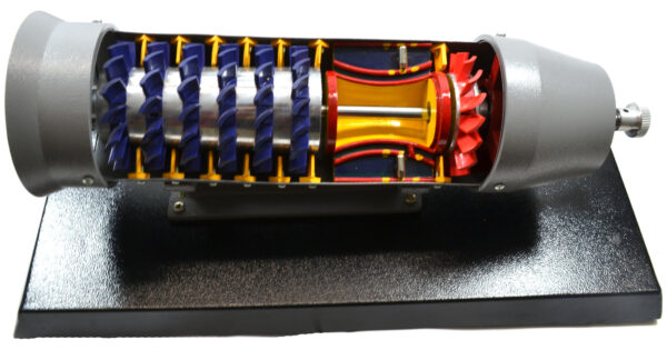 Turbojet Gas Engine Desktop Model - 19"x9" Metal Base, 16" Turbojet Length - Eisco Labs