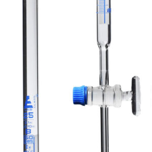 Burette, 25mL - Schellbach Design - Class B - 0.1mL Blue Graduations - Glass Stopcock - Borosilicate Glass