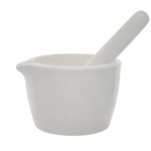 Porcelain Mortar & Pestle Set, 2.4oz - Heavy Duty Pattern - Unglazed Grinding Surface