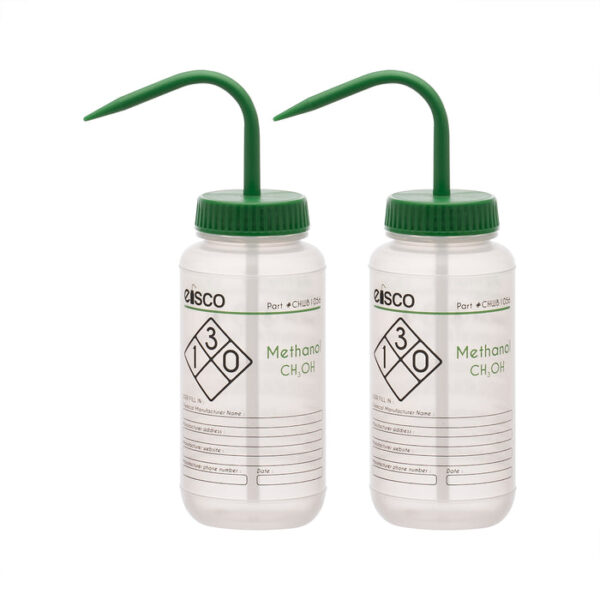 2PK Performance Plastic Wash Bottle, Methanol, 500 ml - Labeled (2 Color)