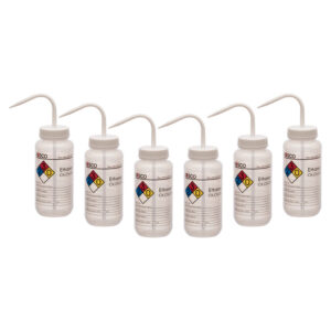 6PK Performance Plastic Wash Bottle, Ethanol, 500 ml - Labeled (4 Color)