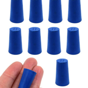 Neoprene Stoppers, Solid Blue - Size: 11mm Bottom, 14mm Top, 24mm Length - Pack of 10