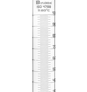 Graduated Cylinder, 100ml - Class B - White Graduations, Hexagonal Base