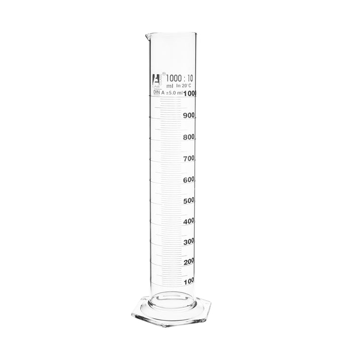 Measuring cylinder, 1000ML - class a, tolerance 5.00ML - hexagonal
