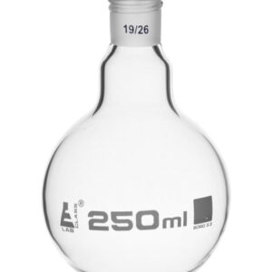 Boiling Flask with 19/26 Joint, 250ml Capacity, Round Bottom, Interchangeable Screw Thread Joint, Borosilicate Glass - Eisco Labs