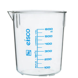 Beaker 600ml TPX Plastic with Spout - Blue Graduations - Eisco Labs