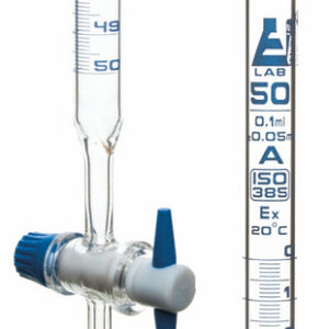 Eisco Labs Borosilicate Burette, Straight Bore, PTFE Stopcock - 50mL cap., 0.10mL grad., Class A tolerance