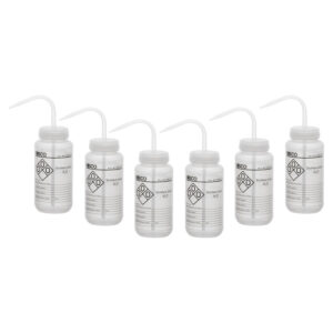 6PK Performance Plastic Wash Bottle, Distilled Water, 500 ml - Labeled (1 Color)