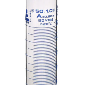 Measuring Cylinder, 50ml - Class A - Squat Form, Blue Graduations
