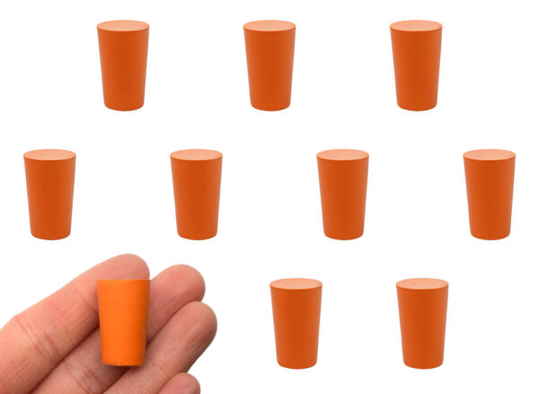10PK Rubber Stoppers - Solid - 13mm Bottom 16mm ToP 24mm Length