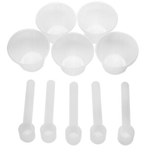 5PK Cup and Scoop Set - 25mL Cups & 2.5mL Scoops - Polypropylene