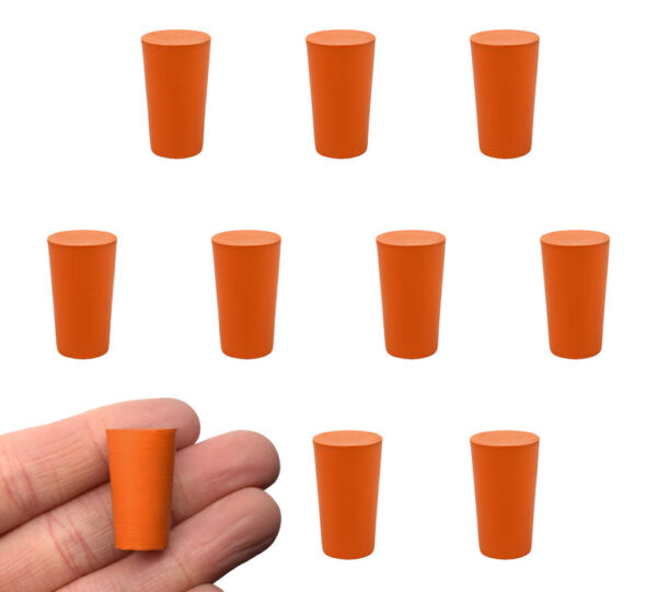 10PK Rubber Stoppers - Solid - 11mm Bottom 14mm Top 24mm Length