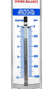 Premium Spring Balance, 0-1000g / 0-10N - High Resolution, Dual Transparent Scale, Newtons & Grams - Zero Calibration Capability - Acrylic Body, Superior Quality & Finish - Eisco Labs