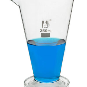Conical Measuring Cup, 250ml - Borosilicate Glass - Spout, Round Base - Ungraduated - Eisco Labs