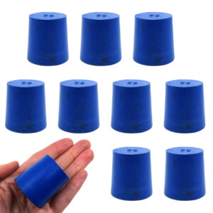 Neoprene Stoppers, Solid Blue - Size: 33mm Bottom, 38mm Top, 38mm Length - Pack of 10