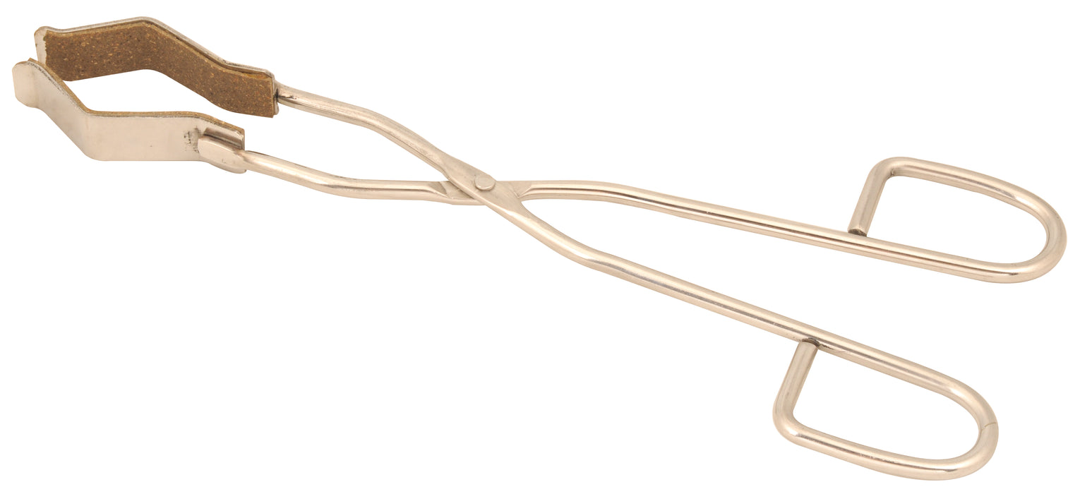 Eisco Labs Safety Flask/Beaker Tongs - Stainless Steel, Cork Lined Jaws, 12" Length