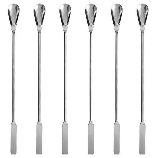 6PK Lab Spatula Spoon 9" - Stainless Steel - Flat End & Scoop End