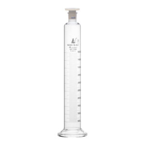 Measuring Cylinder, 500ml - Class A - 24/29 Polypropylene Stopper - Round Base, White Graduations - Borosilicate Glass - Eisco Labs