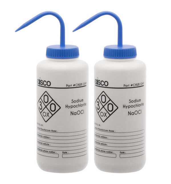 2PK Sodium Hypochlorite (Bleach) Wash Bottle, 1000mL - LDPE