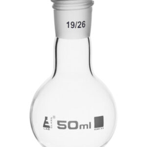 Boiling Flask with 19/26 Joint, 50ml Capacity, Round Bottom, Interchangeable Screw Thread Joint, Borosilicate Glass - Eisco Labs