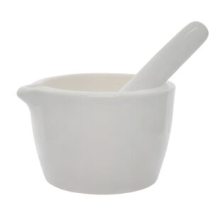 Porcelain Mortar & Pestle Set, 5oz - Heavy Duty Pattern - Unglazed Grinding Surface