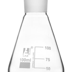 Erlenmeyer Flask with 24/29 Joint, 100ml - 25ml White Graduations - Interchangeable Screw Thread Joint - Borosilicate Glass - Eisco Labs