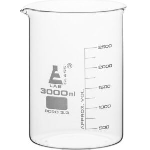 Beaker, 3000ml - Low Form - White Graduations - Borosilicate Glass