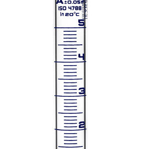 Graduated Cylinder, 5ml - Class A - Blue Graduations, Round Base