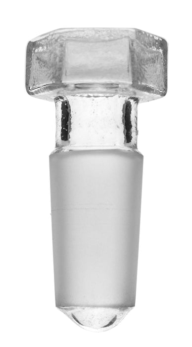 Hollow Stopper, Hexagonal - 14/23 Cone - Round End - Borosilicate Glass - Eisco Labs