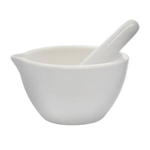 Porcelain Mortar & Pestle Set, 9oz - Heavy Duty Pattern - Unglazed Grinding Surface