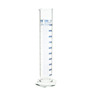 Graduated Cylinder, 1000ml - Class A - Blue Graduations, Hexagonal Base