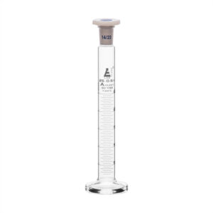 Measuring Cylinder, 25ml - Class A - 14/23 Polypropylene Stopper - Round Base, White Graduations - Borosilicate Glass - Eisco Labs